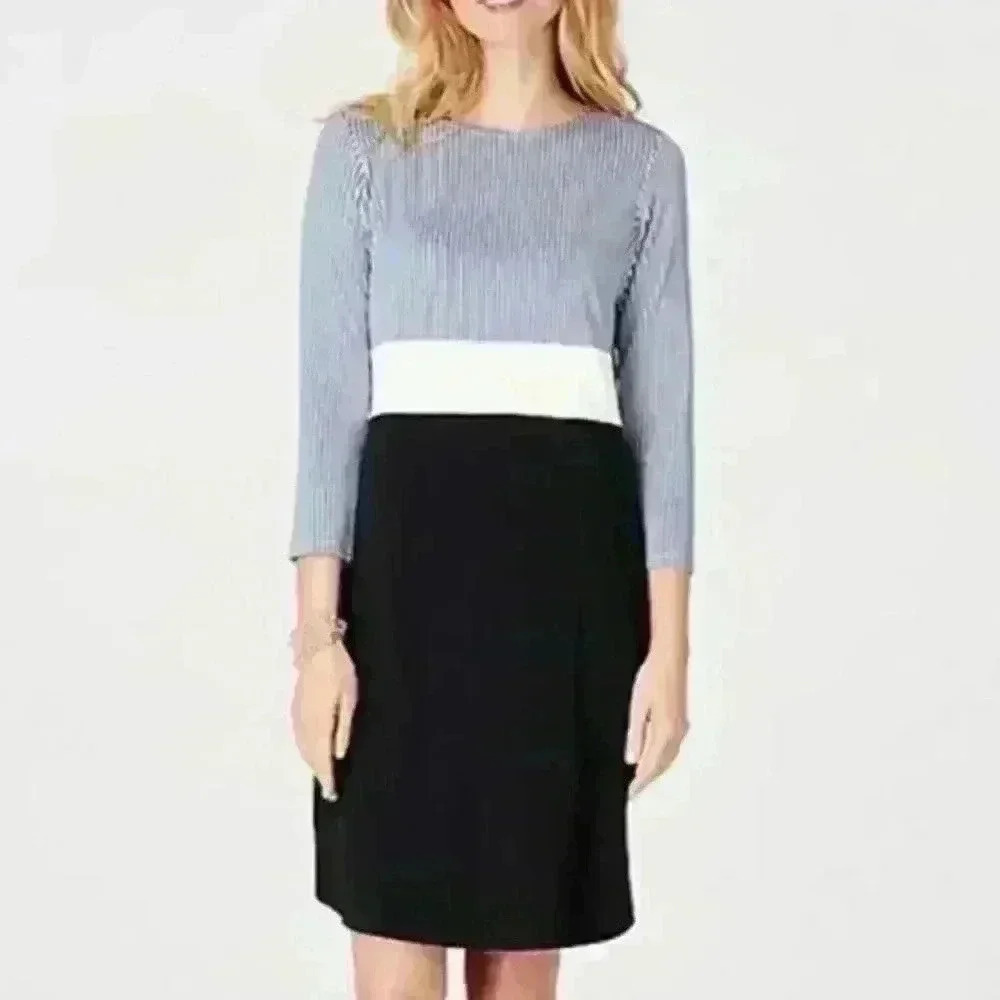 EUC J. JILL Striped Color Block Jersey Dress Size Small